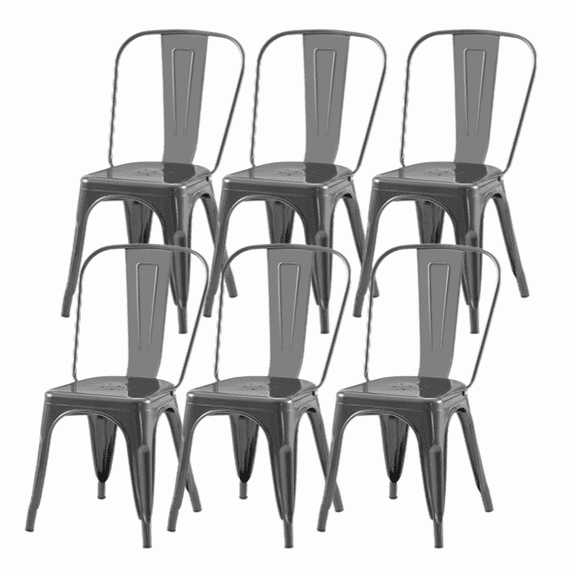 SOLEGGIATA Metal Kitchen Chairs Set of 6 Industrial Stackable Metal Chairs,for Kitchen Dining Rooms Cafes Restaurant Outdoor Deepspace Grey Color