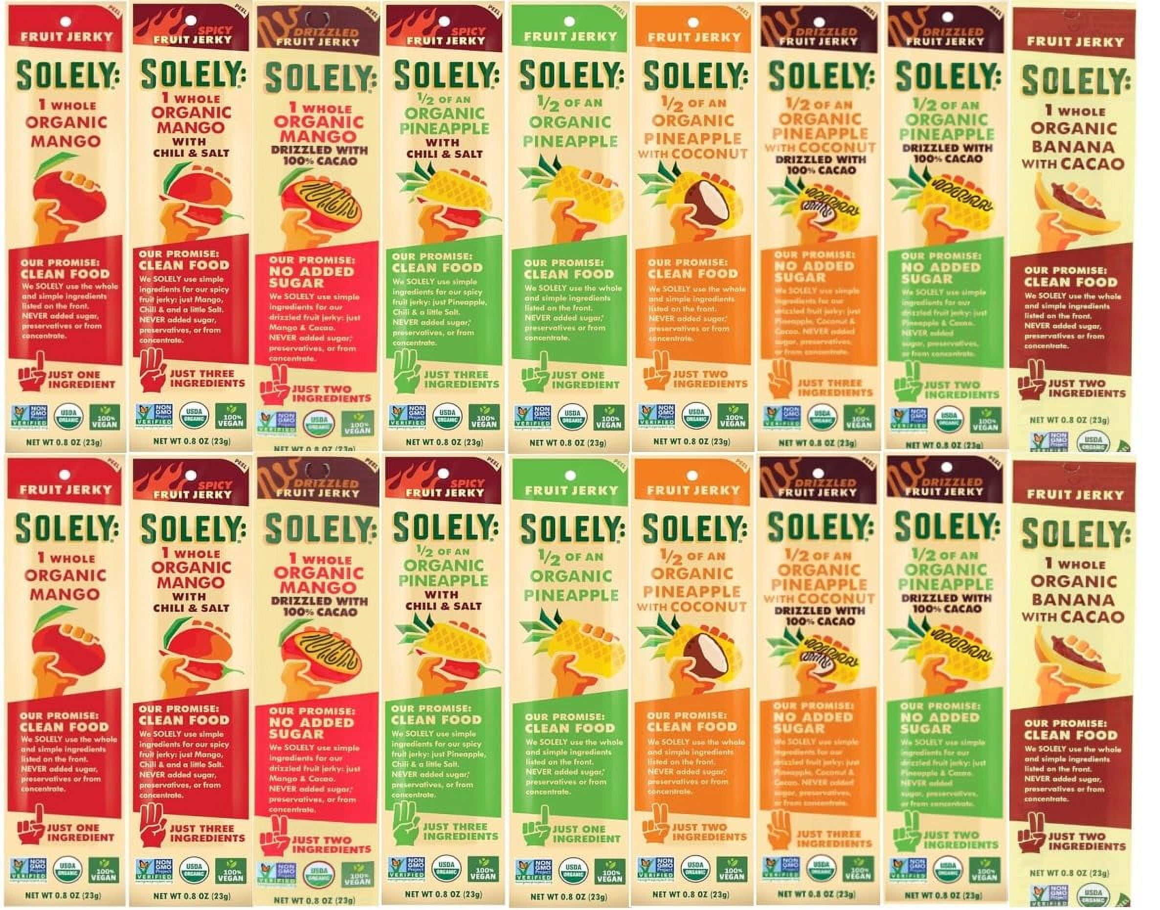 SOLELY Organic Fruit Jerky Variety Pack, 3 Mango Flavors, 5 Pineapple