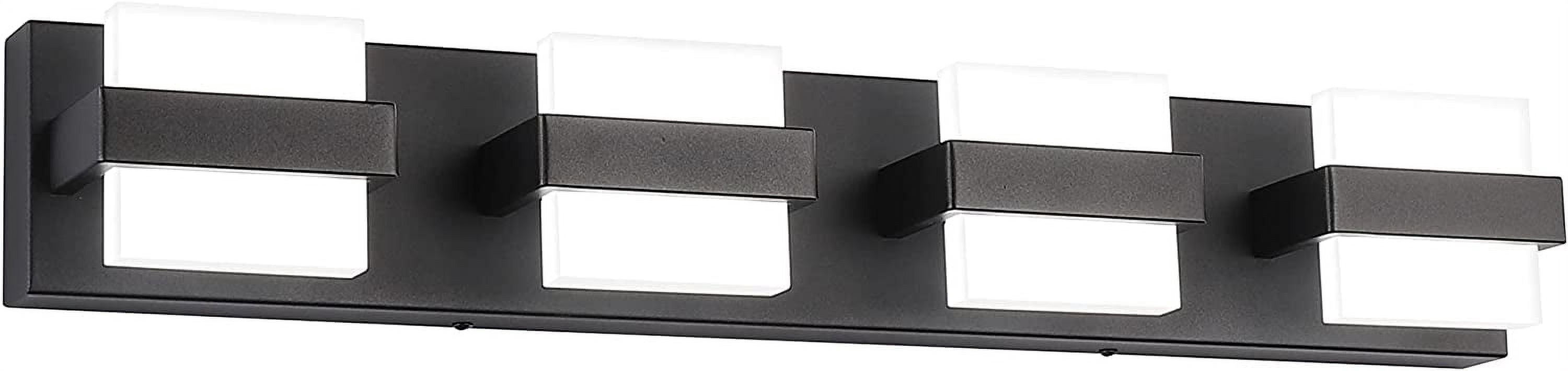 SOLFART 4 Lights Black Vanity Light Fixtures Modern LED Bathroom Light Black Bathroom Lighting Fixtures for Mirror 27 inch White Lights Non Dimmable