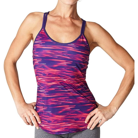 SOLFIRE Womens Double Up Tank Top, Purple, Small