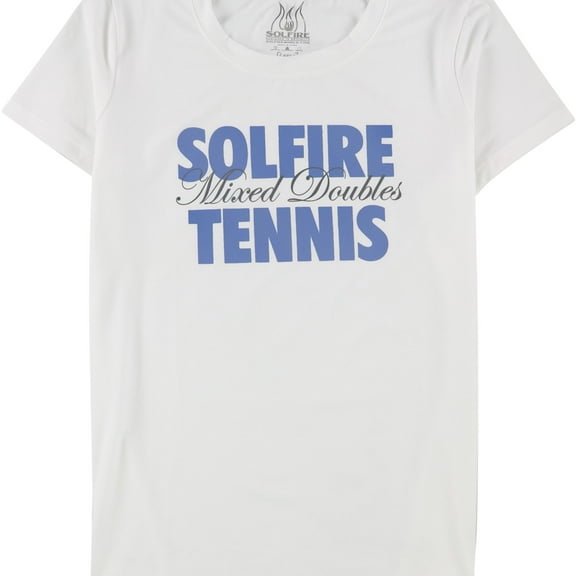 SOLFIRE Womens Mixed Doubles Tennis Graphic T-Shirt, White, Large