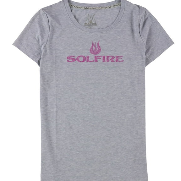 SOLFIRE Womens Original Logo Graphic T-Shirt, Grey, Medium