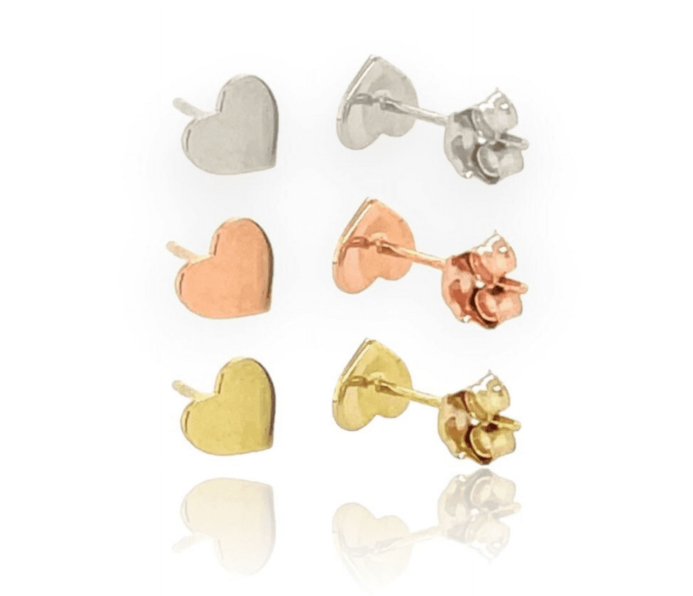 SOLID 14K Gold Heart Earrings, Thicker Push Back Stud Earrings