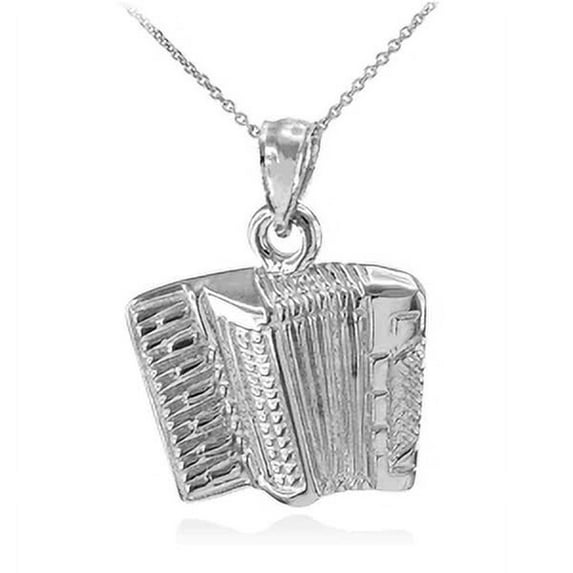 SOLID 925 STERLING SILVER MUSIC ACCORDION PENDANT NECKLACE - Pendant only