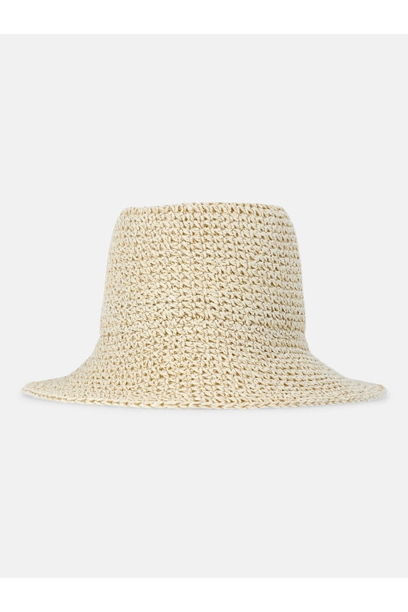 Women's Crochet Bucket, Light Natural