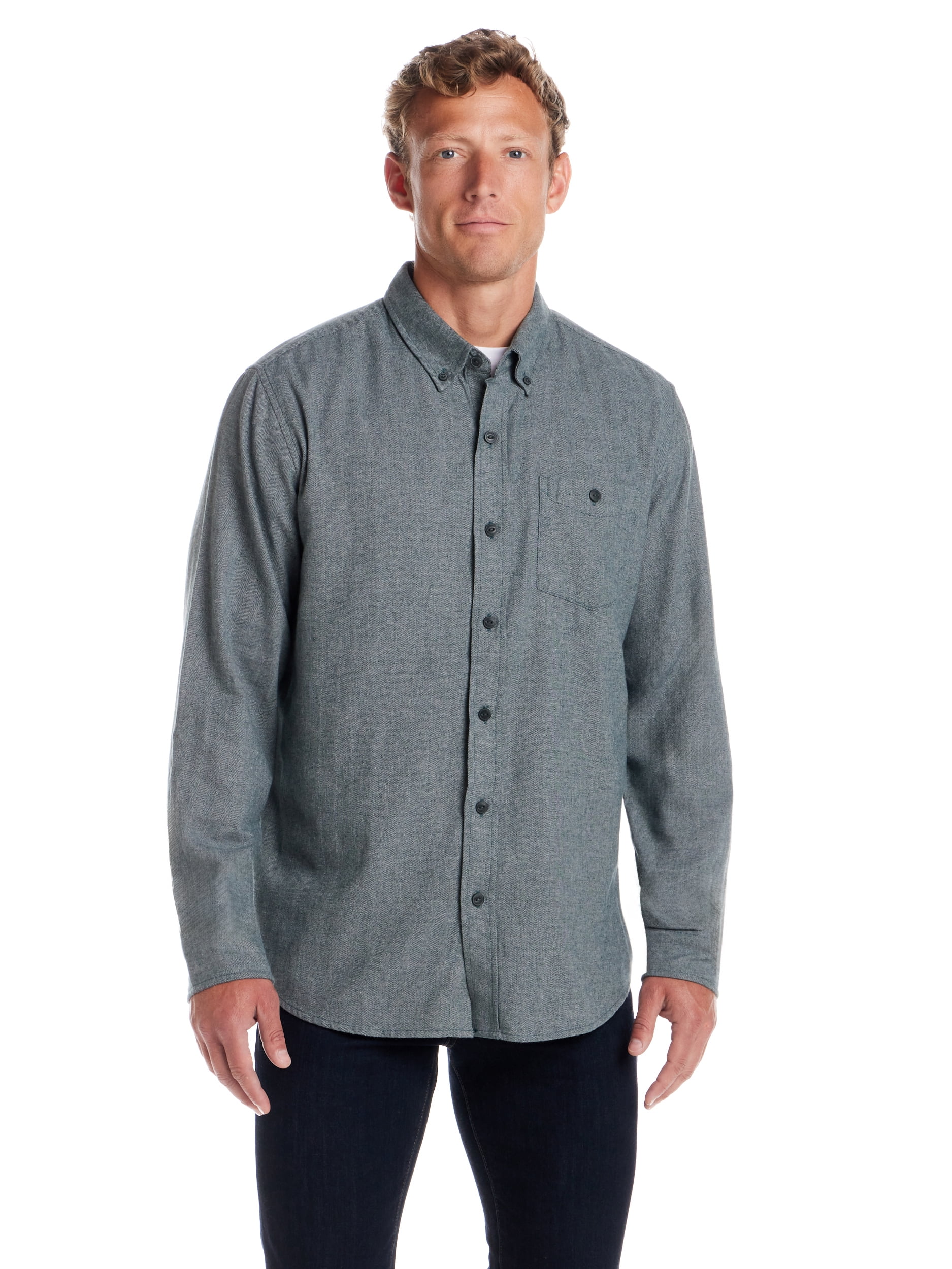Frontier Threads Men's Long Sleeve Button Down Solid Flannel