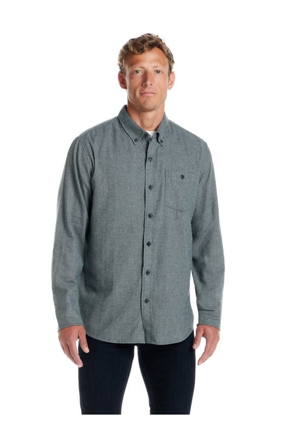 Men's Long Sleeve Button Down Solid Flannel