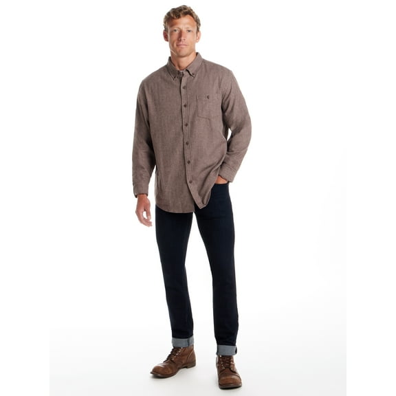 Frontier Threads Men's Long Sleeve Button Down Solid Flannel