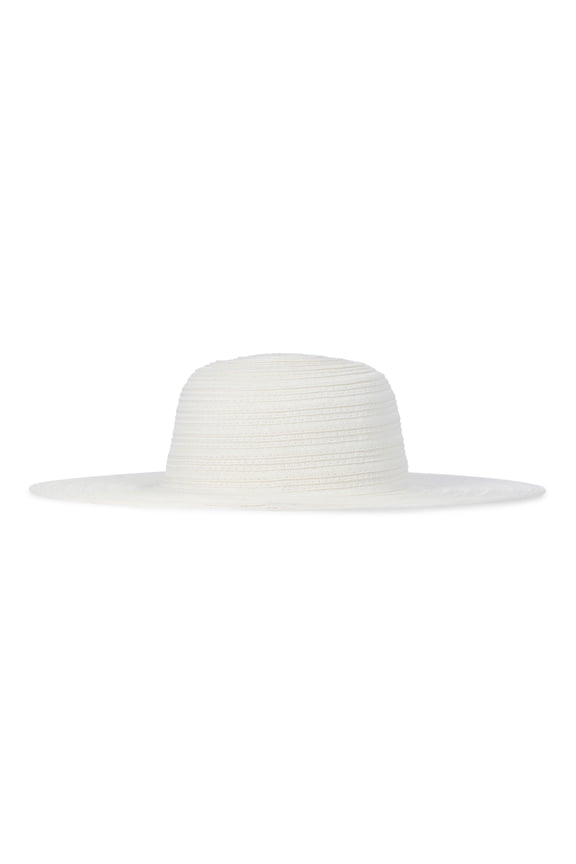 Women's White Solid Floppy Hat