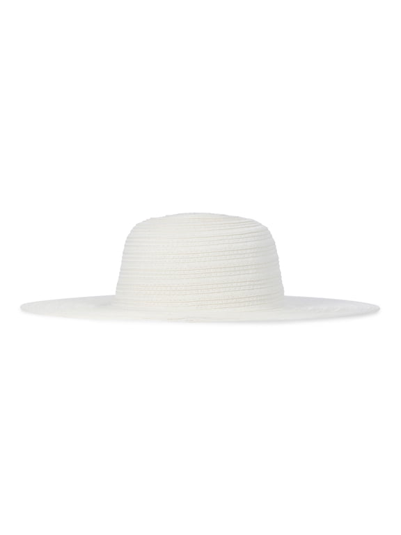 Women's White Solid Floppy Hat