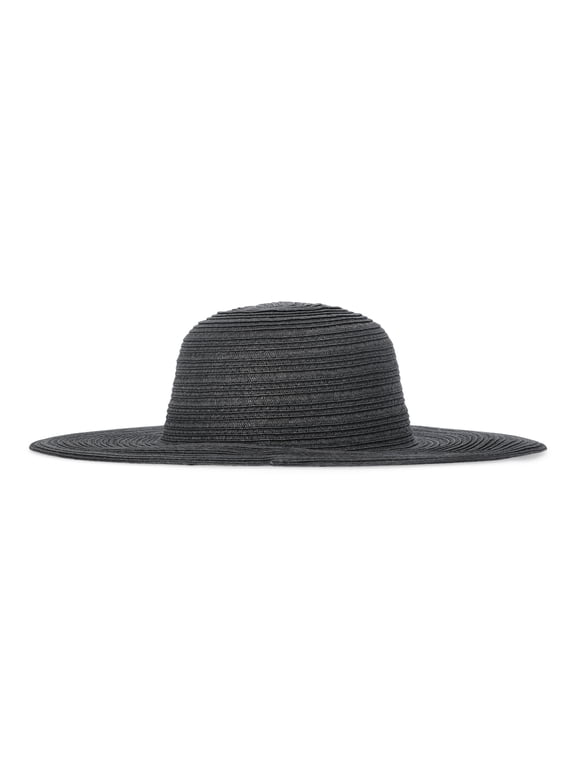 Women's Black Floppy Sun Hat with Wide Brim