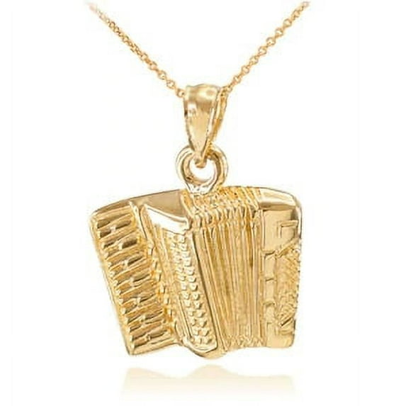 SOLID GOLD MUSIC ACCORDION PENDANT NECKLACE : 14K Pendant with 18" chain