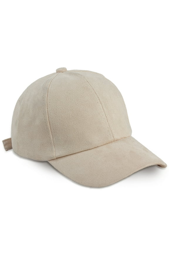SOLID IVORY SUEDE BASEBALL CAP HAT