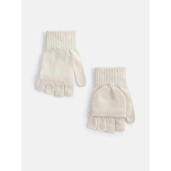 No Boundaries Women's Ribbed Knit Pop Top Mittens