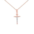 thumbnail image 1 of SOLID ROSE GOLD AND WHITE GOLD INRI CROSS PENDANT NECKLACE ( 1.18" :  14K  Pendant with 16" chain, 1 of 1
