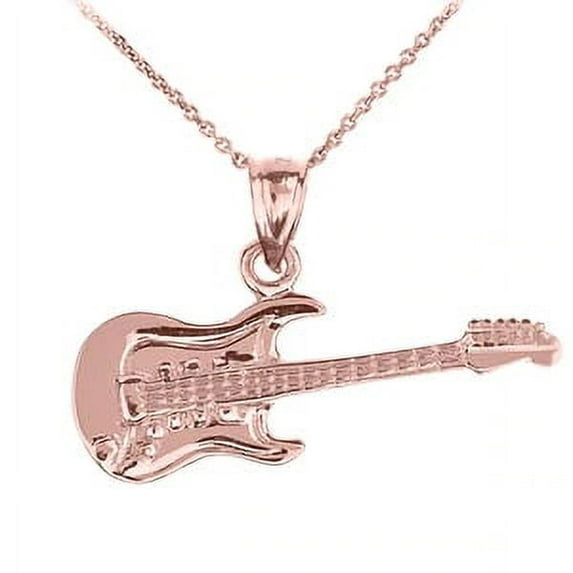 SOLID ROSE GOLD ELECTRIC GUITAR PENDANT NECKLACE : 10K Pendant with 16" chain