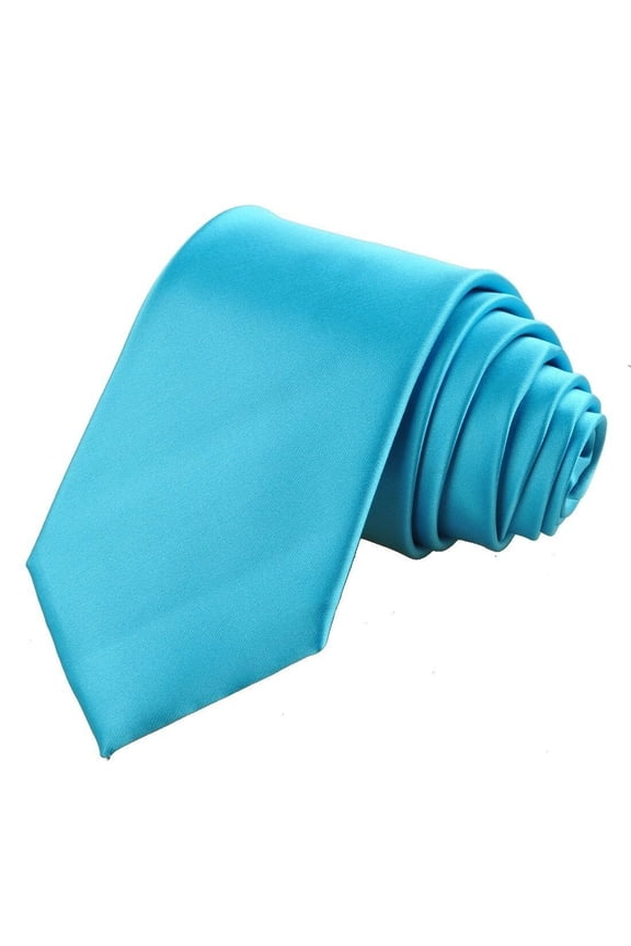 SOLID SATIN TIE SOLID COLORS NECKTIE MEN'S WEDDING TIES MULTIPLE COLORS AQUA