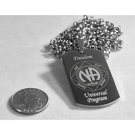 SOLID STAINLESS STEEL NARCOTICS ANONOMOUS SPECIAL RECOVERY PENDANT DOG TAG