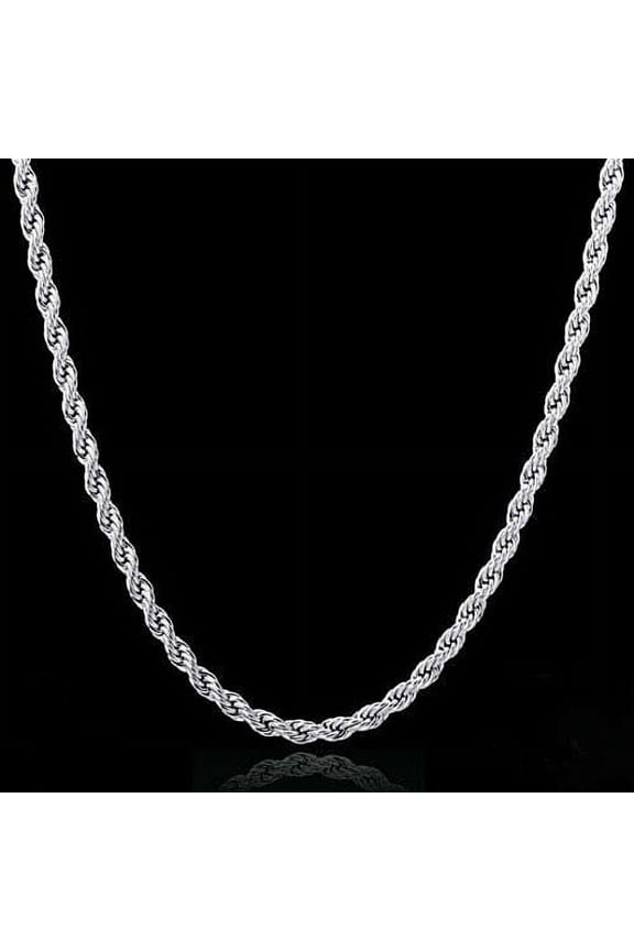 SOLID UNISEX STERLING SILVER ROPE CHAIN 24''