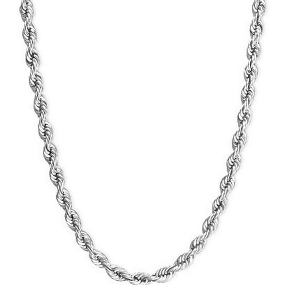 SOLID UNISEX STERLING SILVER ROPE CHAIN 24''