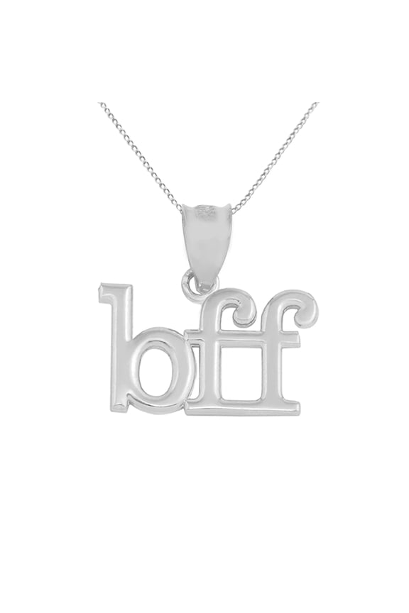 SOLID WHITE GOLD BFF BEST FRIENDS FOREVER PENDANT NECKLACE : 14K Pendant with 16" chain