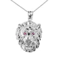 thumbnail image 1 of SOLID WHITE GOLD DIAMOND CUT LION HEAD PENDANT NECKLACE, 1 of 1