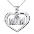 thumbnail image 1 of SOLID WHITE GOLD HEART OUTLINE RHODIUM HEART DIAMOND MUM PENDANT NECKLACE :  10K  Pendant only, 1 of 1