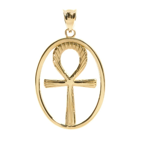 SOLID YELLOW GOLD EGYPTIAN ANKH CROSS PENDANT : 14K
