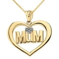 thumbnail image 1 of SOLID YELLOW GOLD HEART OUTLINE RHODIUM HEART DIAMOND MUM PENDANT NECKLACE :  10K  Pendant only, 1 of 1