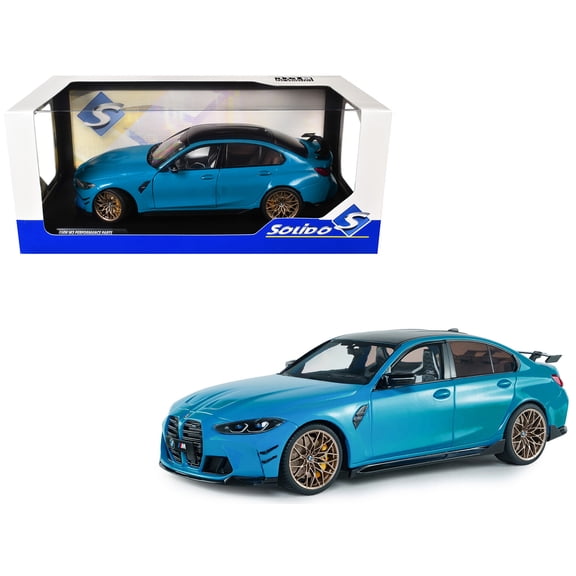 2024 BMW M3 Competition Daytona Beach Blue with Carbon Top 1/18 Diecast Model Car by Solido