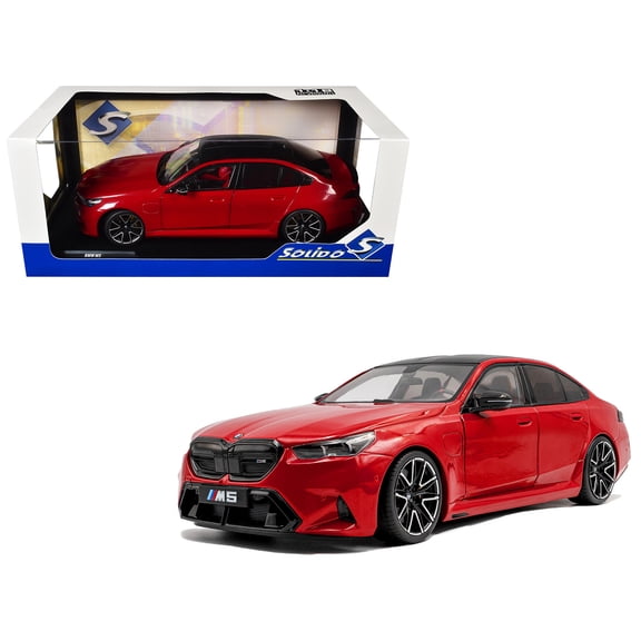 2025 BMW M5 Fire Red with Black Top 1/18 Diecast Model Car by Solido