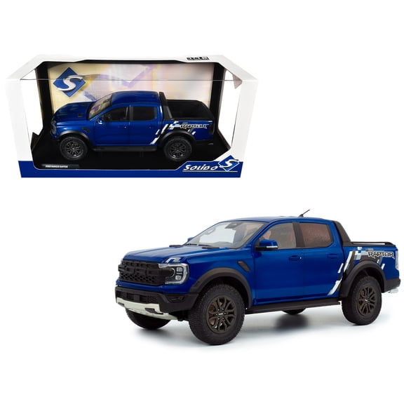 2024 Ford Ranger Raptor Pickup Truck, Blue Lightning - Solido S1813902 - 1/18 Scale Diecast Model Car