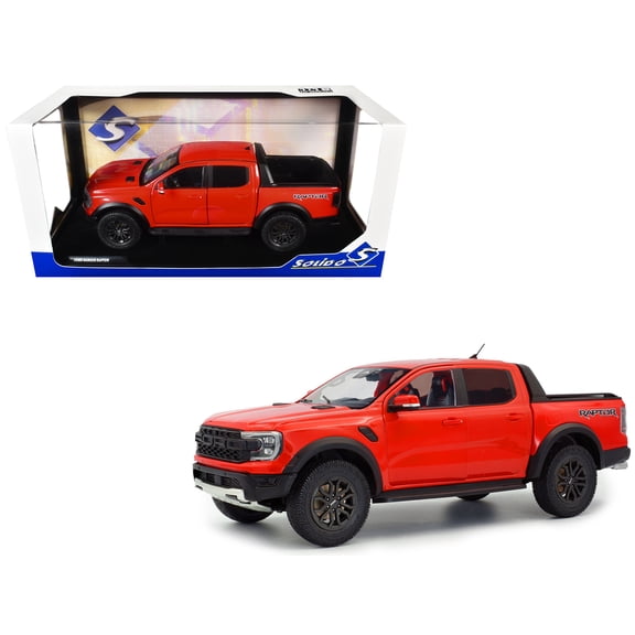 2024 Ford Ranger Raptor Pickup Truck, Orange - Solido S1813901 - 1/18 Scale Diecast Model Car