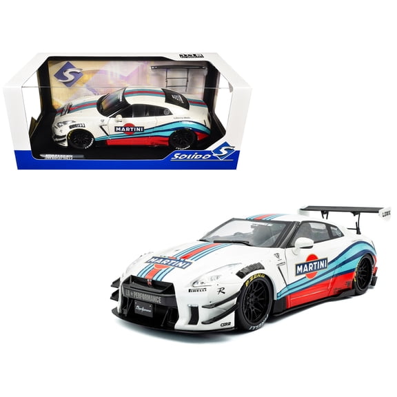2024 Nissan GT-R (R35) Liberty Walk Body Kit 2.0 "Martini Racing", White - Solido S1805819 - 1/18 Scale Diecast Model Car