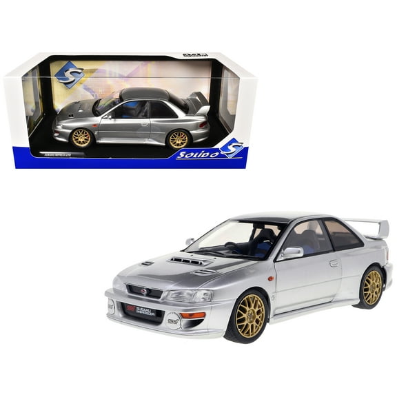 1998 Subaru Impreza 22B RHD (Right Hand Drive) Silver Metallic with Gold Wheels 1/18 Diecast Model Car by Solido