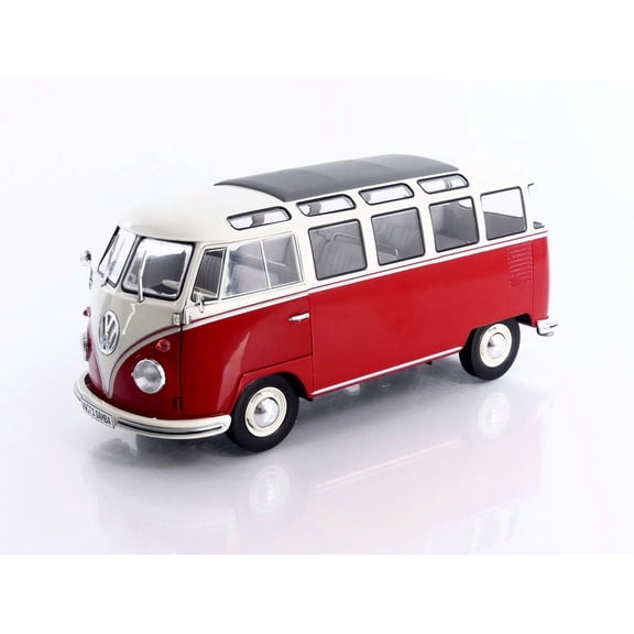 1962 Volkswagen T1 Samba Bus Red and White 1/18 Diecast Model Car by Solido