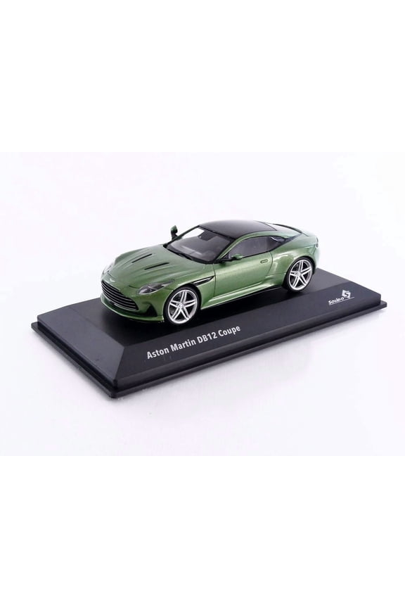 2023 Aston Martin DB12 Coupe Iridescent Emerald Metallic with Black Top 1/43 Diecast Model Car by Solido