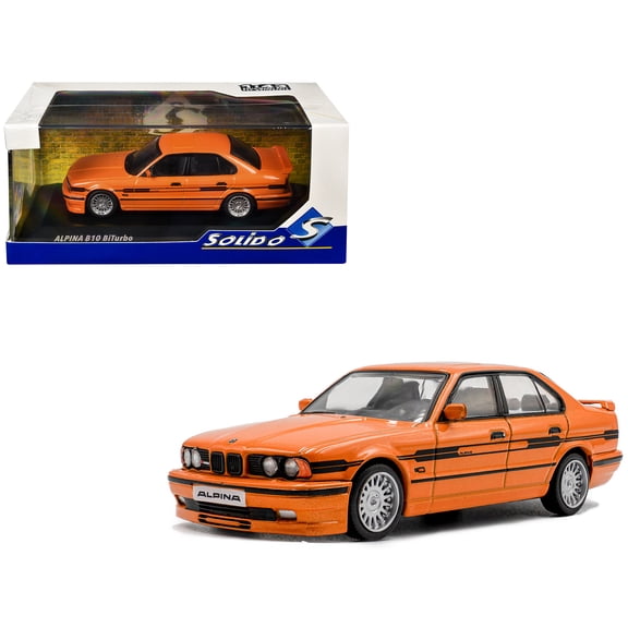 1994 BMW E34 Alpina B10 BiTurbo Orange Metallic with Black Stripes 1/43 Diecast Model Car by Solido