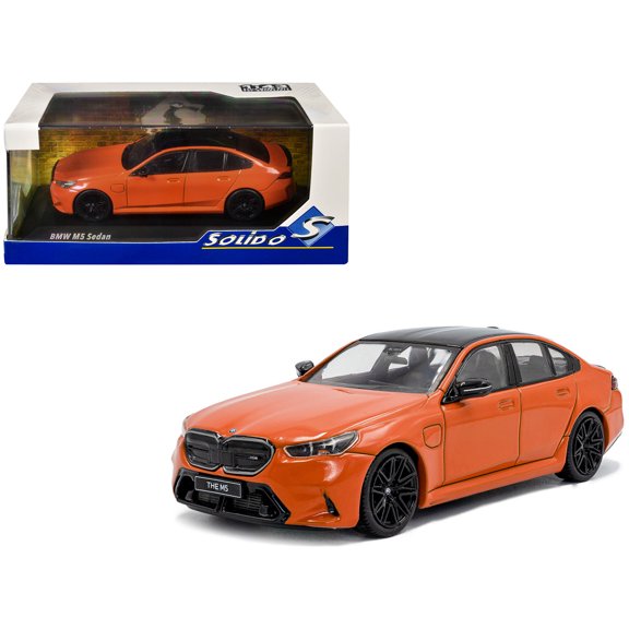 2024 BMW M5 Sedan Fire Orange III with Black Top 1/43 Diecast Model Car by Solido