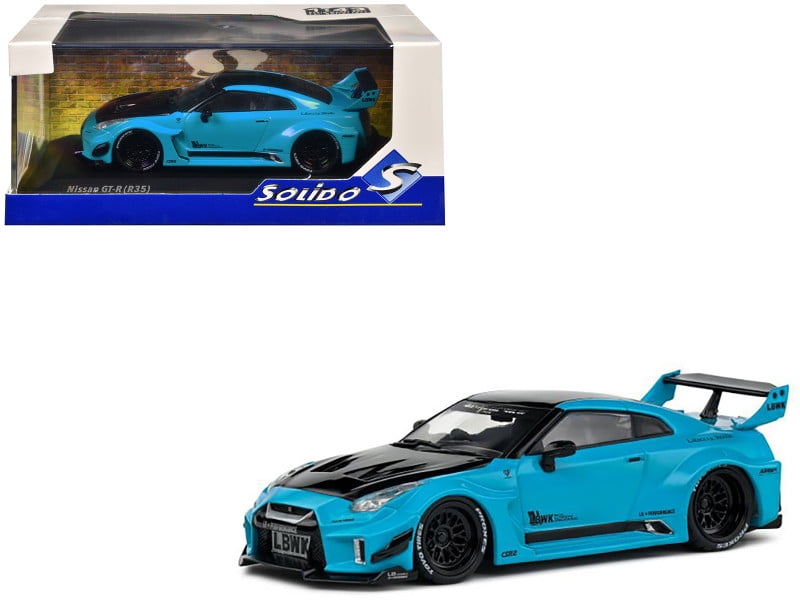 2019 Nissan GT-R (R35) LB-Silhouette Works RHD (Right Hand Drive) Miami Blue with Black Hood and Top