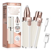 SOLIMPIA Womens Epilator Eyebrow Trimmer and Facial Shaver 2-in-1 USB Rechargeable