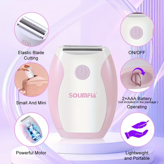 SOLIMPIA Women's Hair Removal Device - Portable Battery-Operated for Face, Underarms, Legs & Bikini Area - Ideal for Home Use