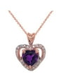 thumbnail image 1 of SOLITAIRE AMETHYST AND DIAMOND HEART CHARM PENDANT NECKLACE IN GOLD (YELLOW/ROSE/WHITE) :  10K  Rose Gold  Pendant with 22" chain, 1 of 1