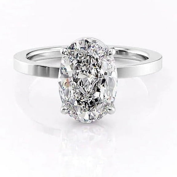 SOLITAIRE JEWEL 2Ct Oval Moissanite Solitaire Engagement Ring For Women 10K White Gold