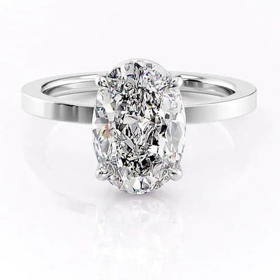SOLITAIRE JEWEL 2Ct Oval Moissanite Solitaire Engagement Ring For Women 18K White Gold