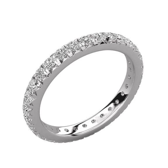 SOLITAIRE JEWEL Eternity Band - 1.04Ct Full Eternity Moissanite Band - Franch Pave Wedding Eternity Band - 925 Sterling Silver