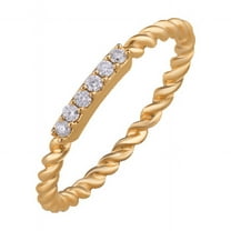 SOLITAIRE JEWELRY 0.09 Ct Round Brilliant Cut Moissanite Diamond Twisted Engagement Ring 10K Yellow Gold Ring Size 4
