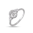 thumbnail image 1 of SOLITAIRE JEWELRY 0.33Ct Moissanite Baguette & Round halo Solitaire Engagement Ring Solid 10K White Gold Ring Size 6, 1 of 5