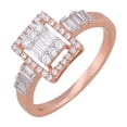 thumbnail image 1 of SOLITAIRE JEWELRY 0.50ct Moissanite Baguette halo Solitaore Engagement Ring With Side Baguette on Band 18K Rose Gold Ring Size 8.5, 1 of 5