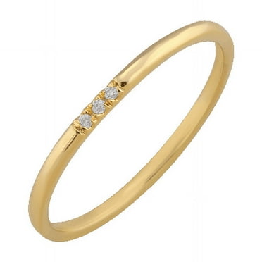 SOLITAIRE JEWELRY 3 Stone Round Moissanite Diamond Dainty Minimalist Ring Solid 10K Yellow Gold Ring Size 4